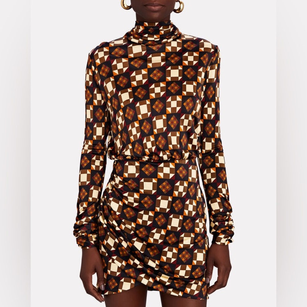 RONNY KOBO Tiff Printed Jersey Mini Dress Size XL